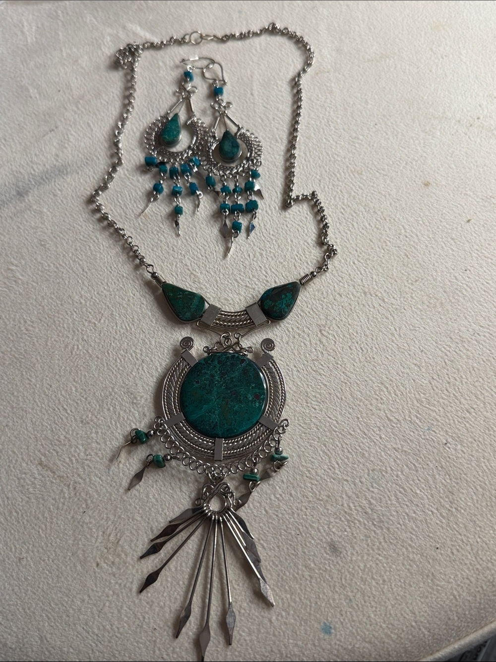 Turquoise Green Statement Necklace & Earring Set - Women's Jewelry